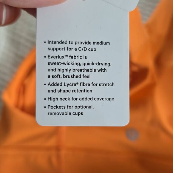 Lululemon Women's Size 4 Orange Wunder Train Long Line Sports Bra - Picture 4 of 7